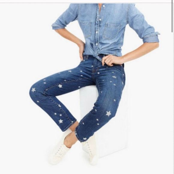 New J Crew Vintage straight jean with star print - Picture 4 of 9
